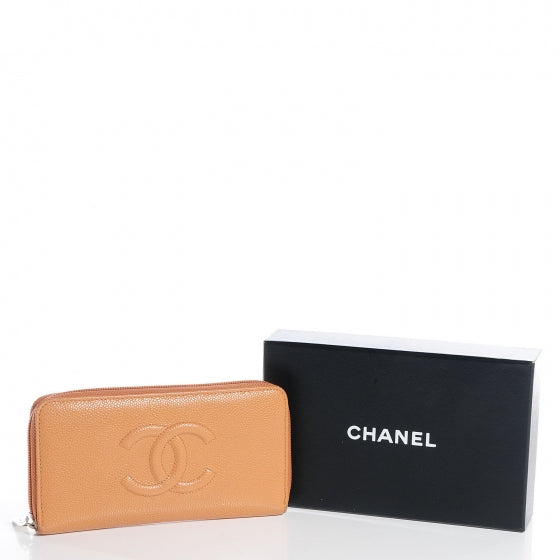 Chanel Caviar CC Large Gusset Zip Around Wallet Dark Beige 5 of 9
