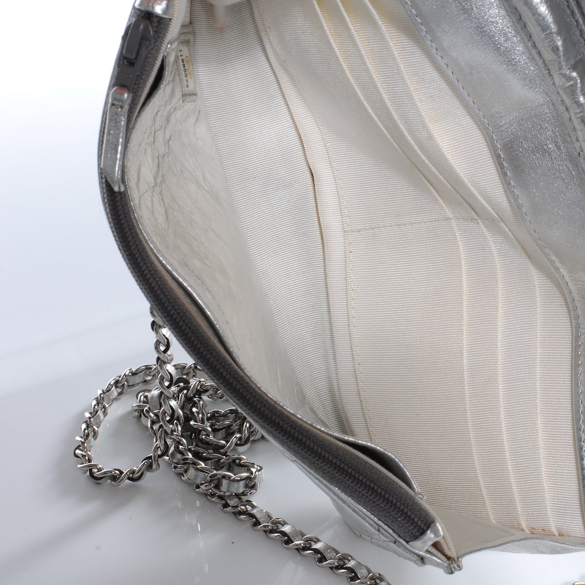Chanel Calfskin Reissue Wallet On Chain WOC Silver 9 of 9