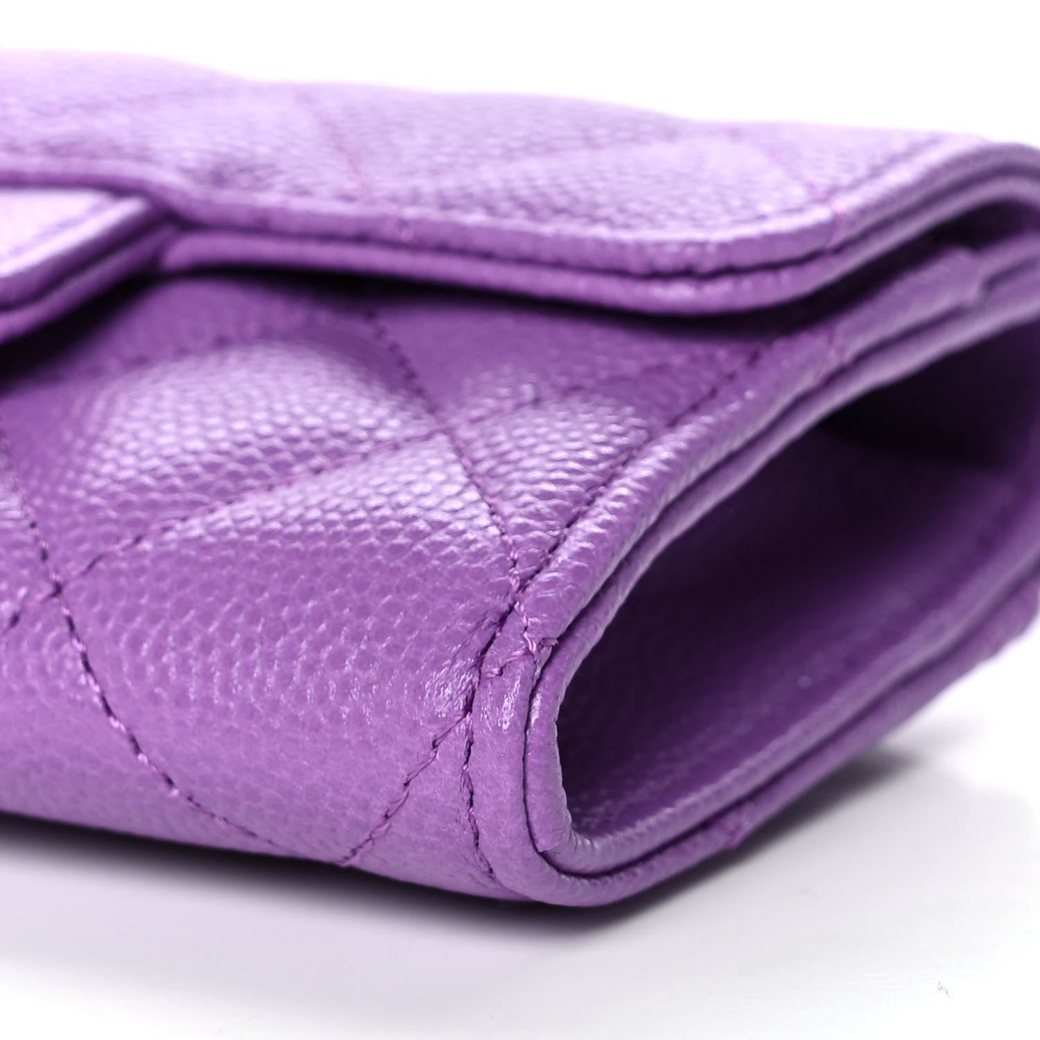 Chanel Caviar Quilted Flap Card Holder Wallet Purple 11 of 12
