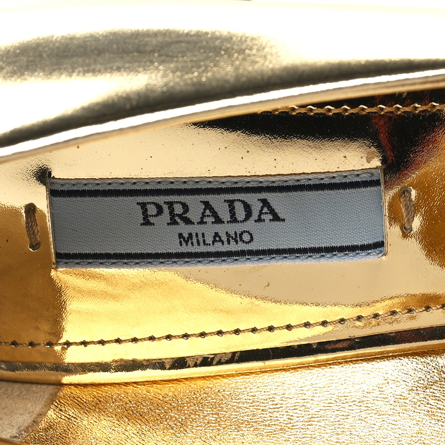 Prada Metallic Patent Metal Triangle Logo 45mm Loafer Pumps 36 Platino 7 of 10