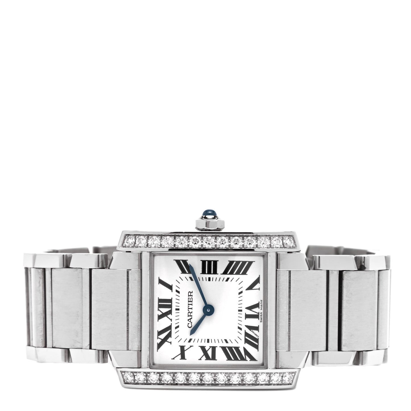 Stainless Steel Diamond Bezel 25mm Tank Francaise Quartz Watch