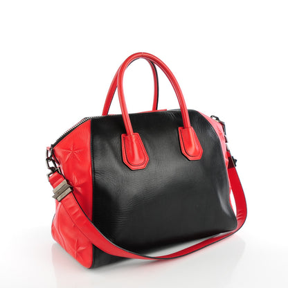 Givenchy Smooth Calfskin Star Embossed Medium Antigona Black Red 3 of 9