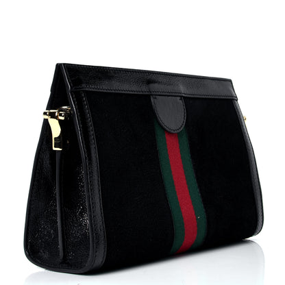 Gucci Suede Patent GG Web Small Ophidia Chain Shoulder Bag Black 2 of 4