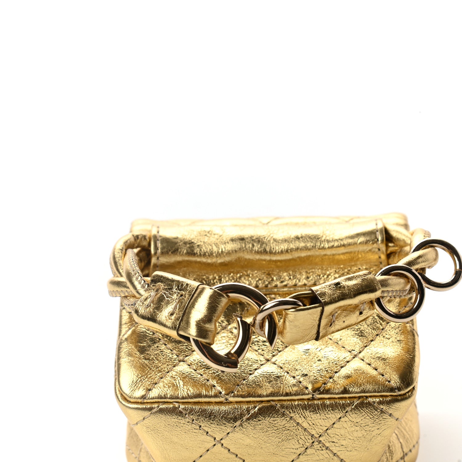 Chanel Metallic Quilted 2.55 Ankle Wrist Bag Gold 10 of 13