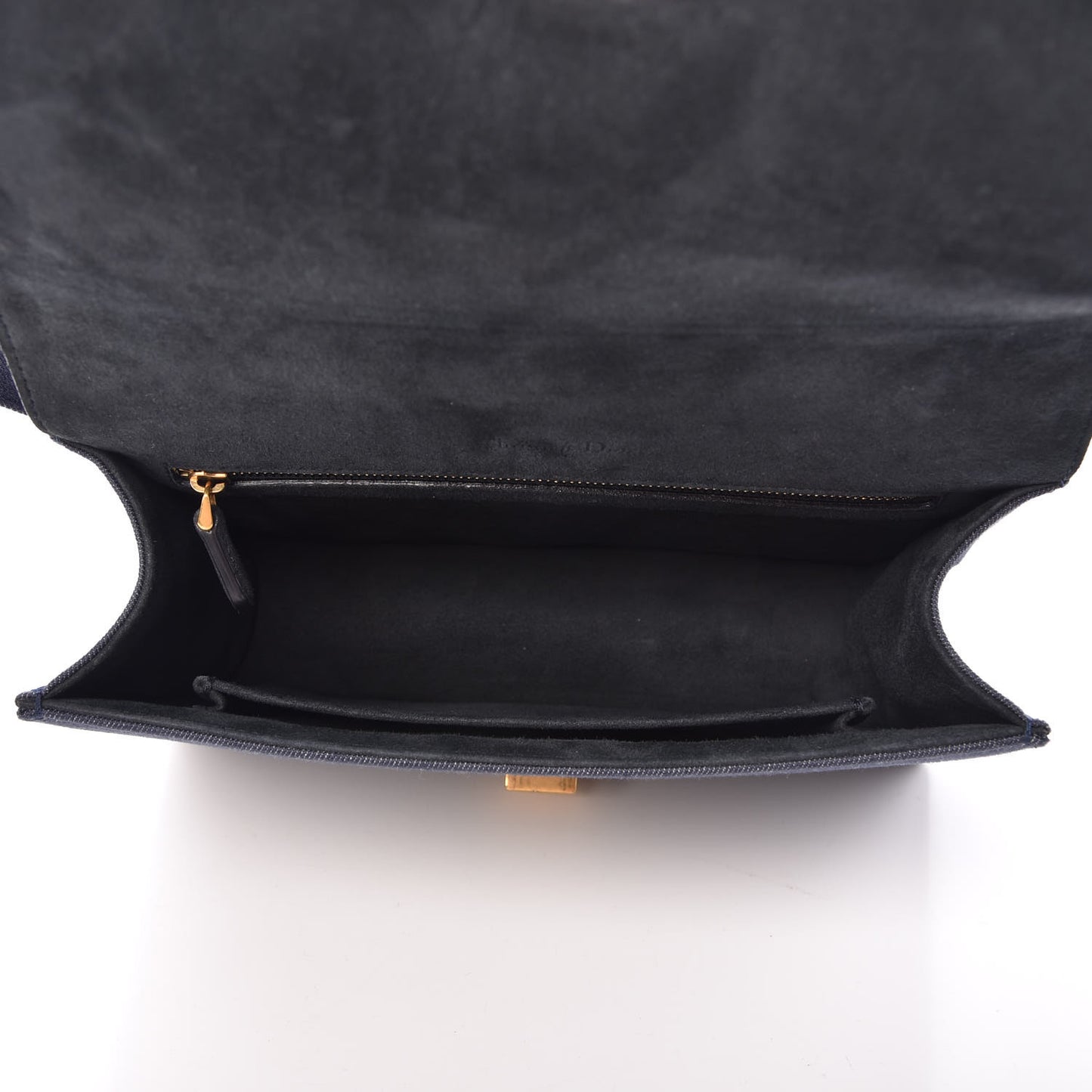 Denim Studded Medium Diorama Flap Bag Blue