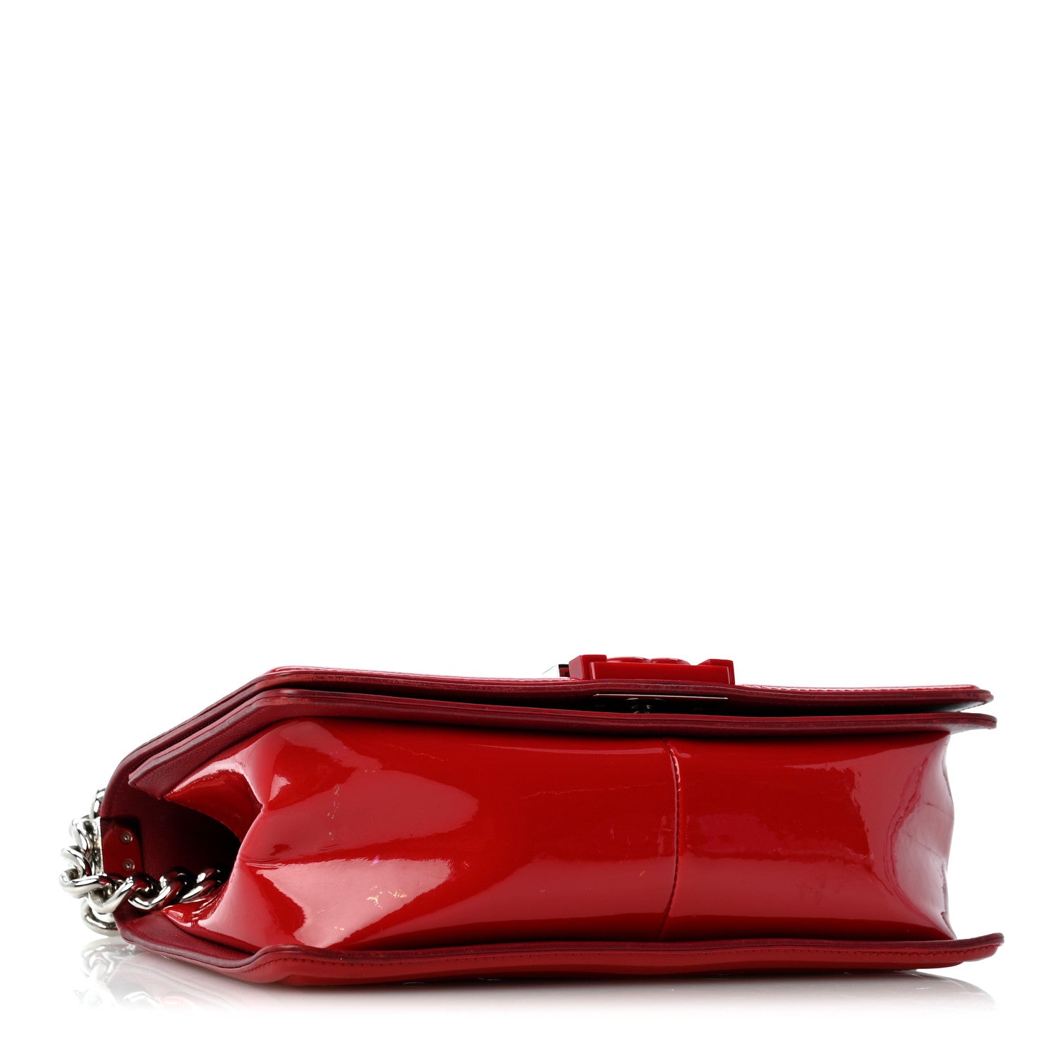 Chanel Patent Calfskin Quilted Medium Plexiglass Boy Flap Red 3 of 13
