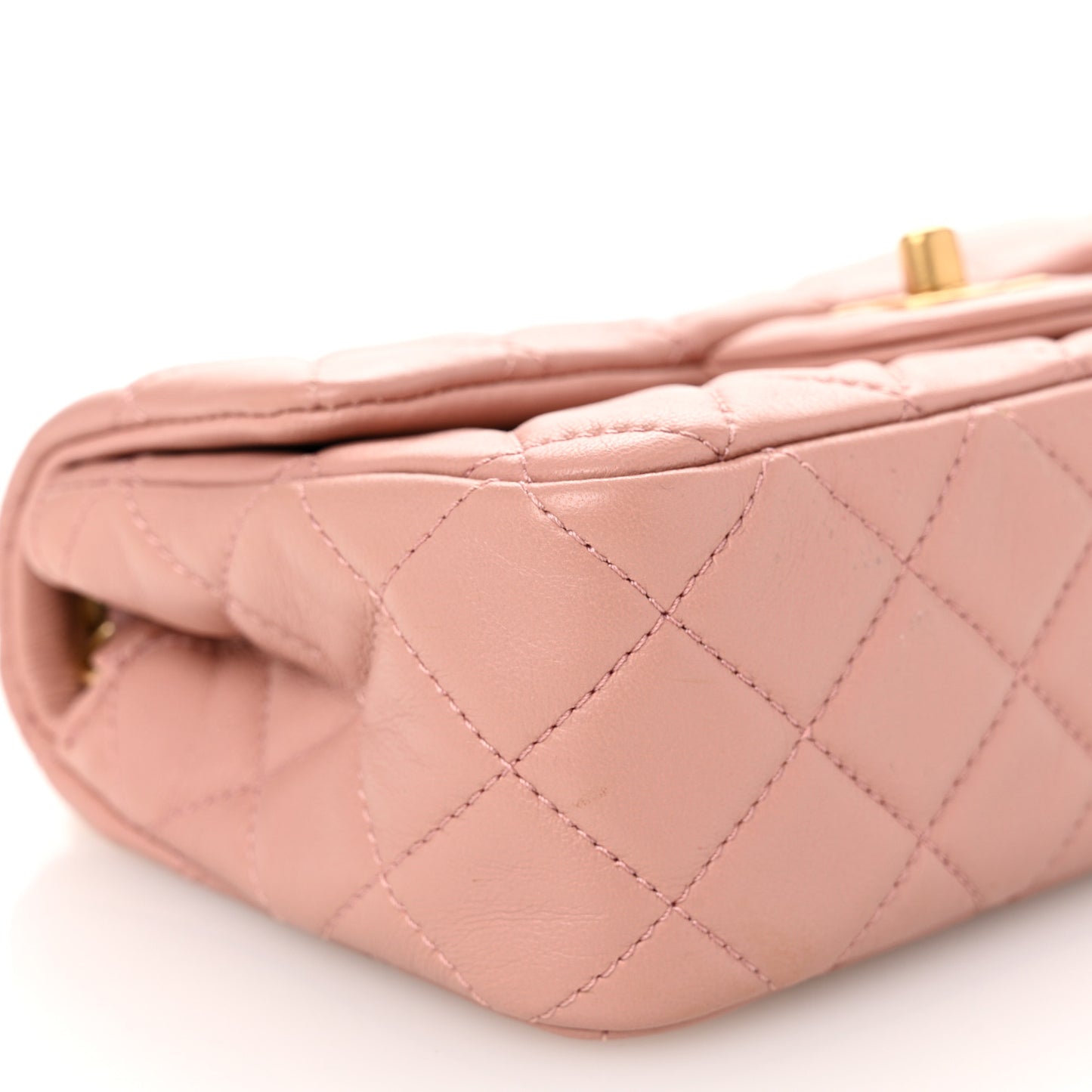 Lambskin Quilted Mini Rectangular Pearl Crush Flap Dark Pink