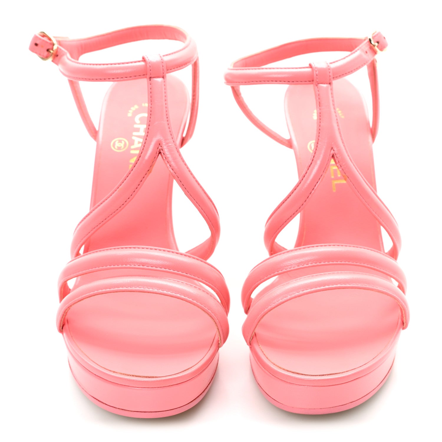Chanel Goatskin Parthenon Platform Sandals 38.5 Pink 3 of 9