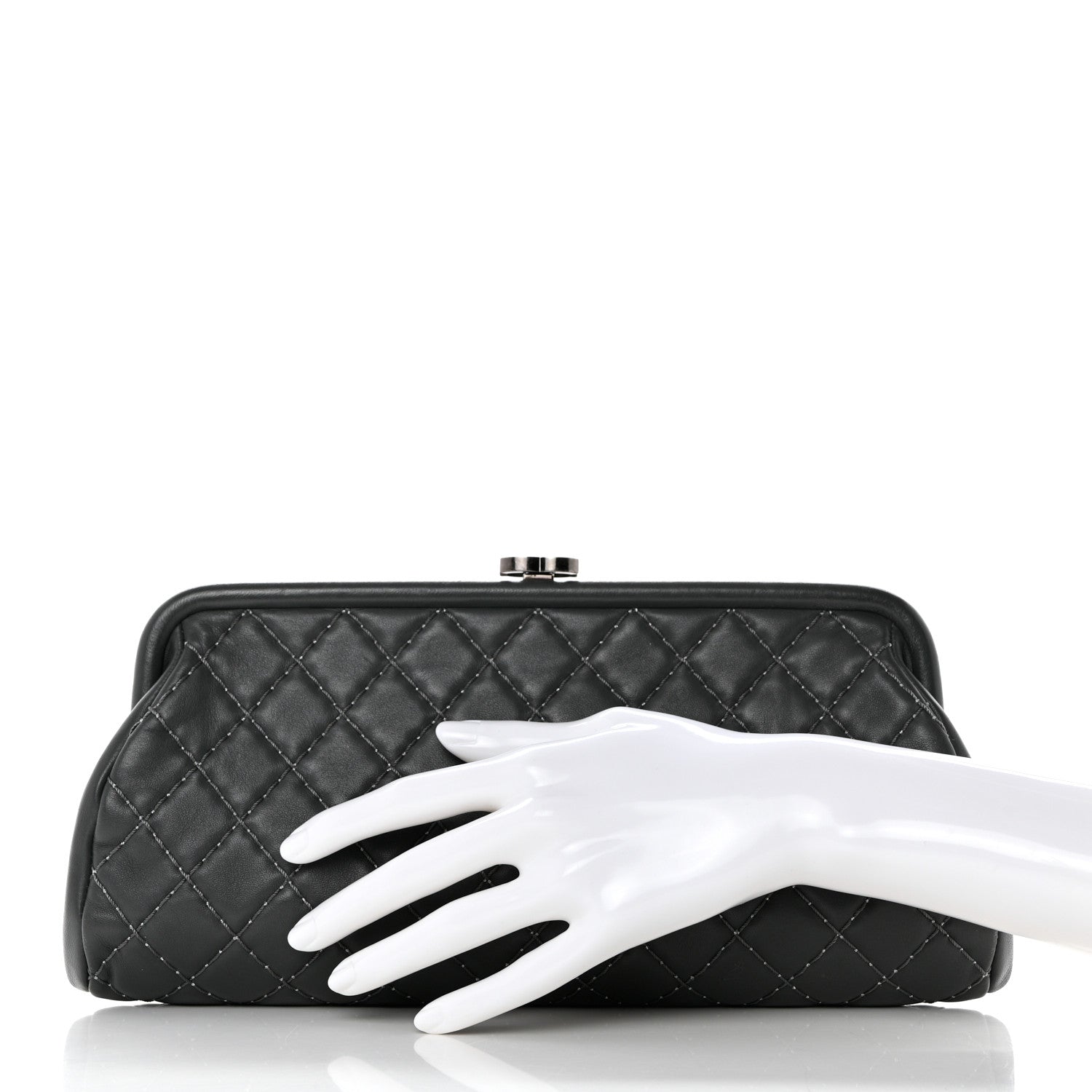 Chanel Lambskin Stitched Timeless Clutch Grey 2 of 9