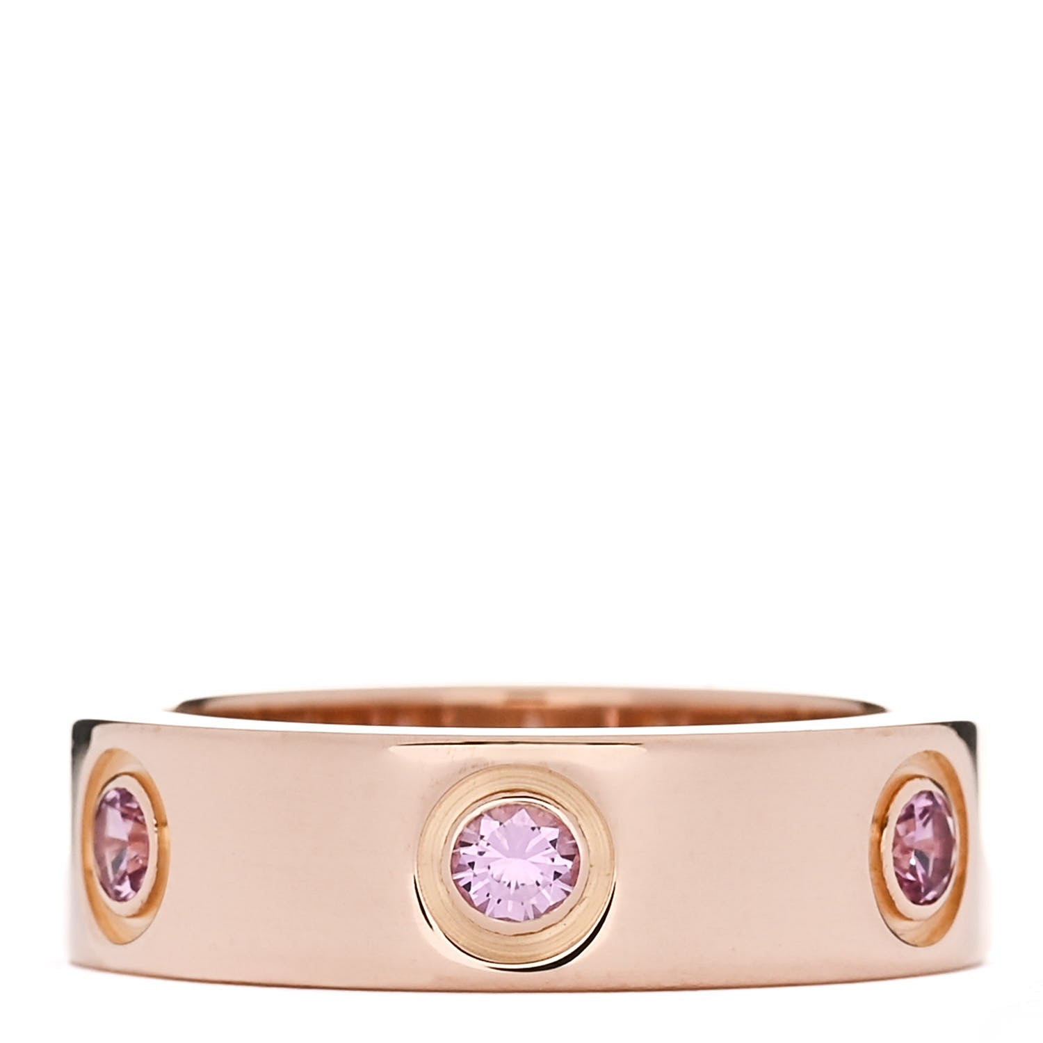 Cartier 18K Pink Gold 6 Pink Sapphire 5.5mm LOVE Ring 51 5.75 3 of 4
