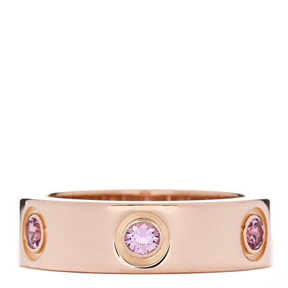 Cartier 18K Pink Gold 6 Pink Sapphire 5.5mm LOVE Ring 51 5.75 3 of 4