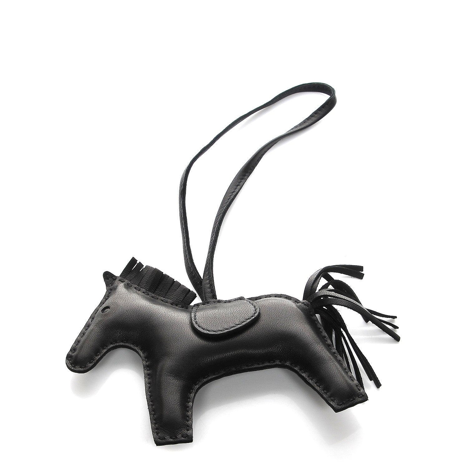 Hermes Milo Lambskin Grigri Rodeo Horse Bag Charm MM So Black 1 of 5