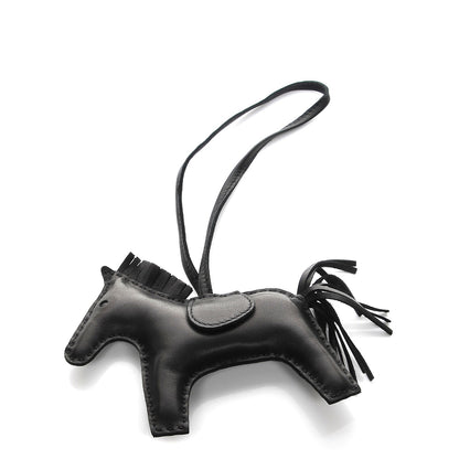 Hermes Milo Lambskin Grigri Rodeo Horse Bag Charm MM So Black 1 of 5