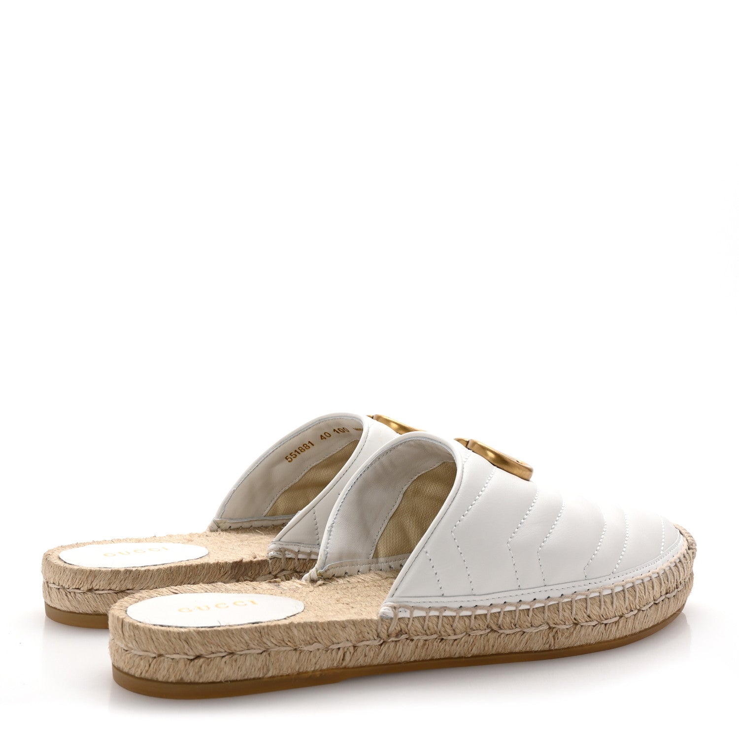 Gucci Nappa Matelasse GG Marmont Espadrille Slippers 40 Great White 5 of 10