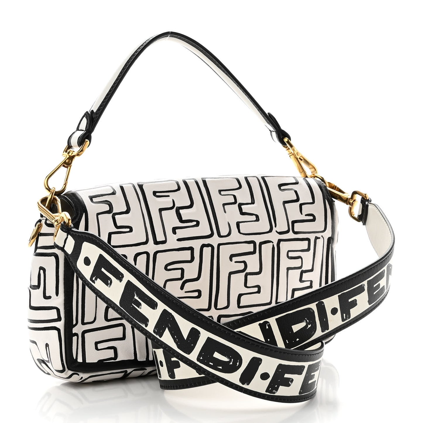 X JOSHUA VIDES Nappa FF Embossed Baguette White Black