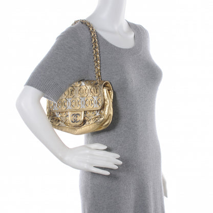 Chanel Calfskin Crackled CC Mix Medium Flap Gold Silver 2 of 7