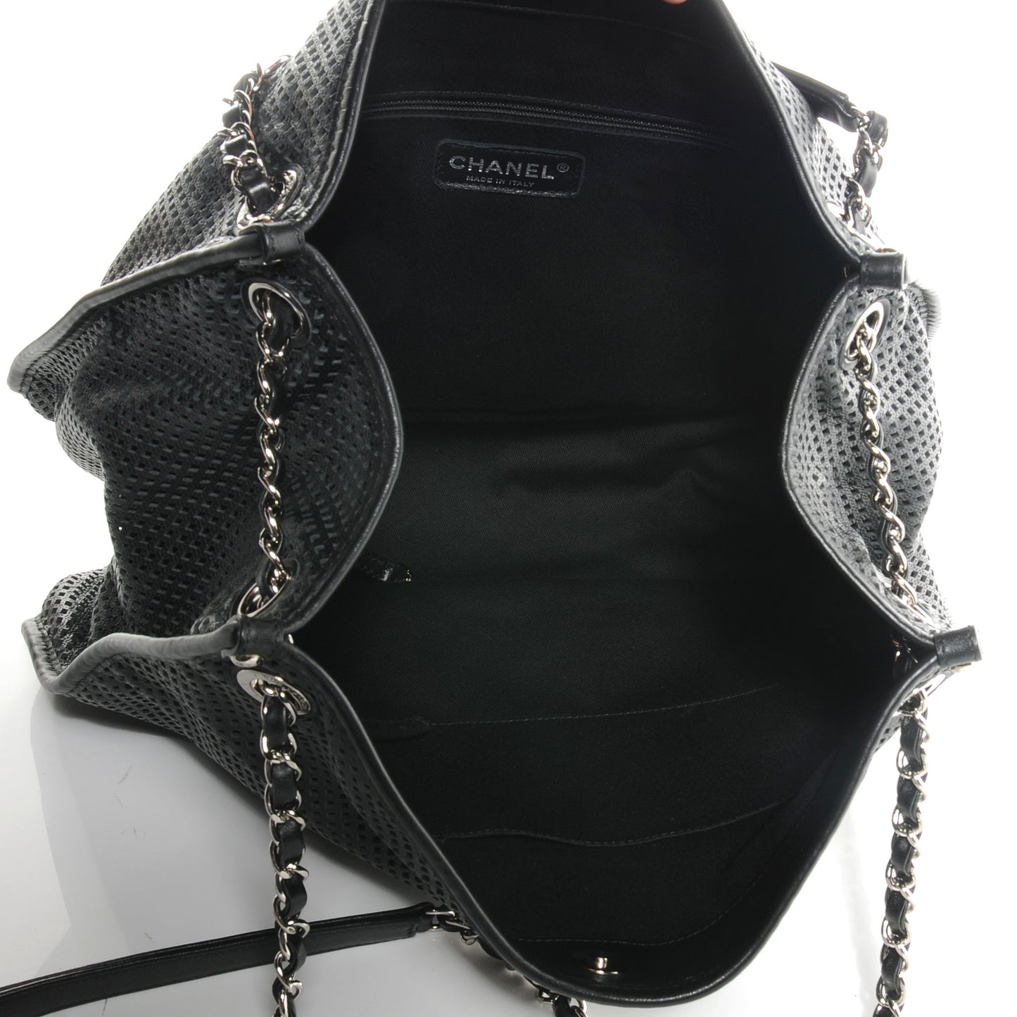 Calfskin Perforated Up In The Air Tote Black