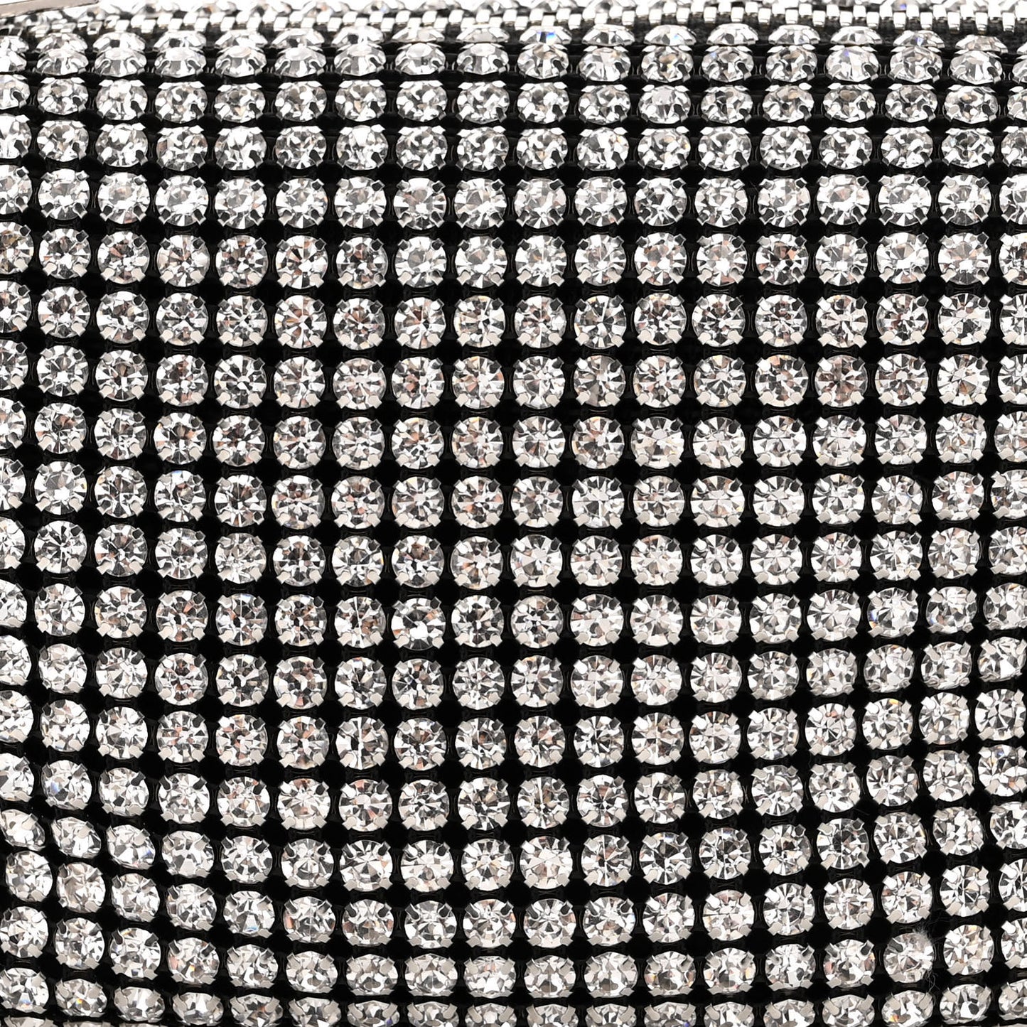 Mesh Crystal Rhinestone Mini Heiress Pouch Black Silver