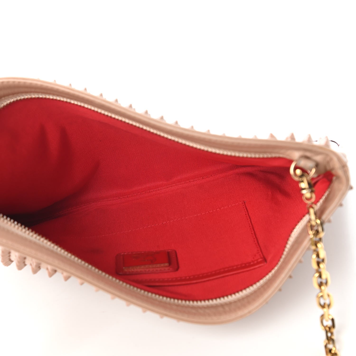 Christian Louboutin Calfskin Studded Loubiposh Chain Clutch Nude 5 of 11
