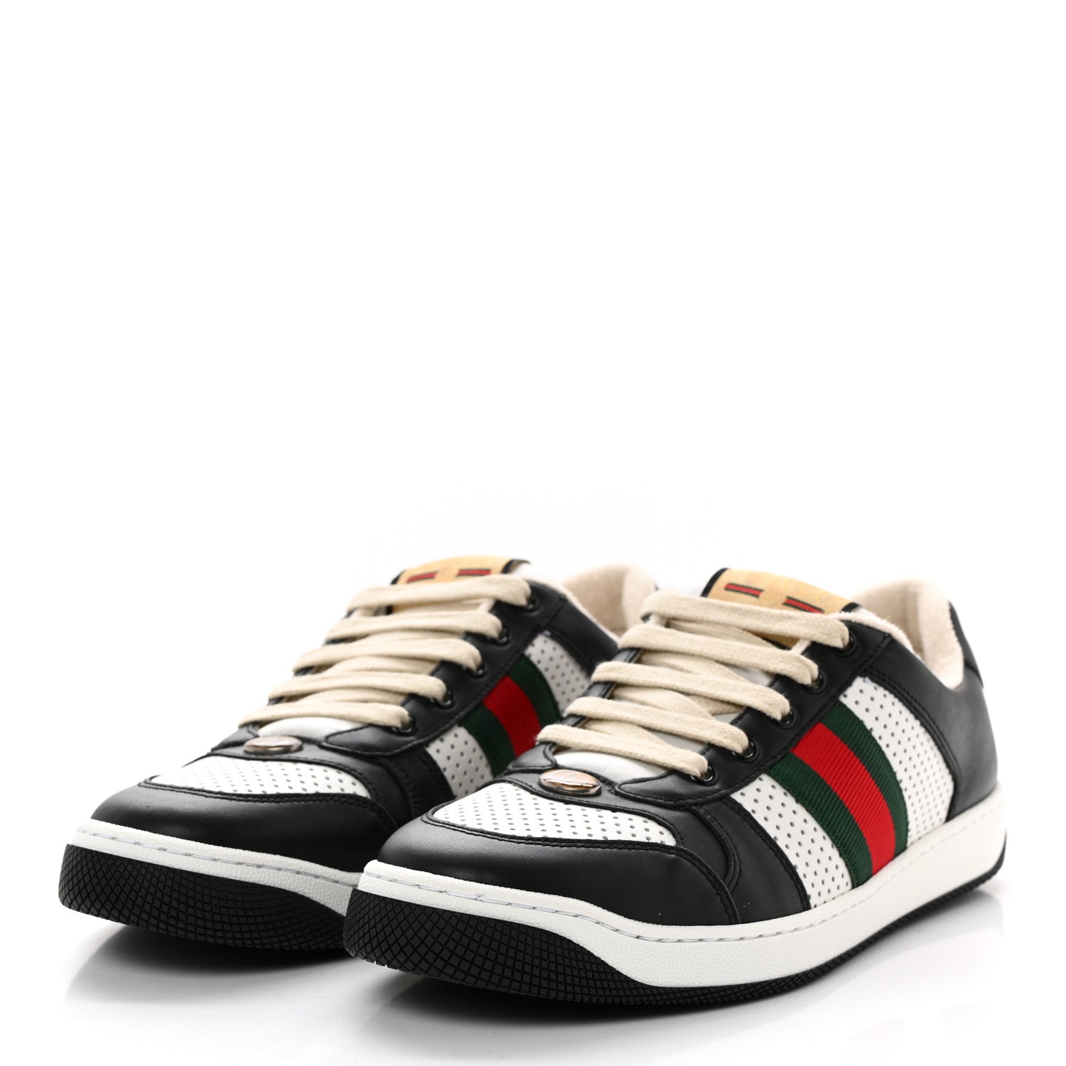 Gucci Calfskin Web Mens Screener Sneakers 41 Black White 3 of 9
