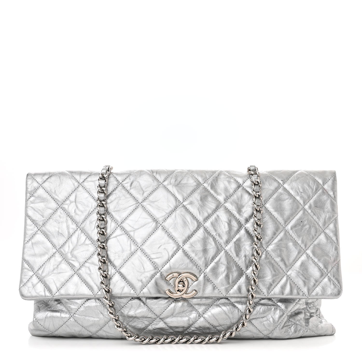 Chanel Metallic Crumpled Calfskin Big Bang Large Flap Bag Silver 1 of 14