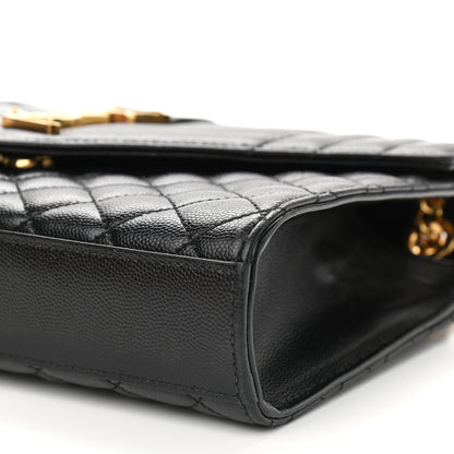 Saint Laurent Grain De Poudre Textured Mixed Matelasse Triquilt Medium Monogram Satchel Black 8 of 8