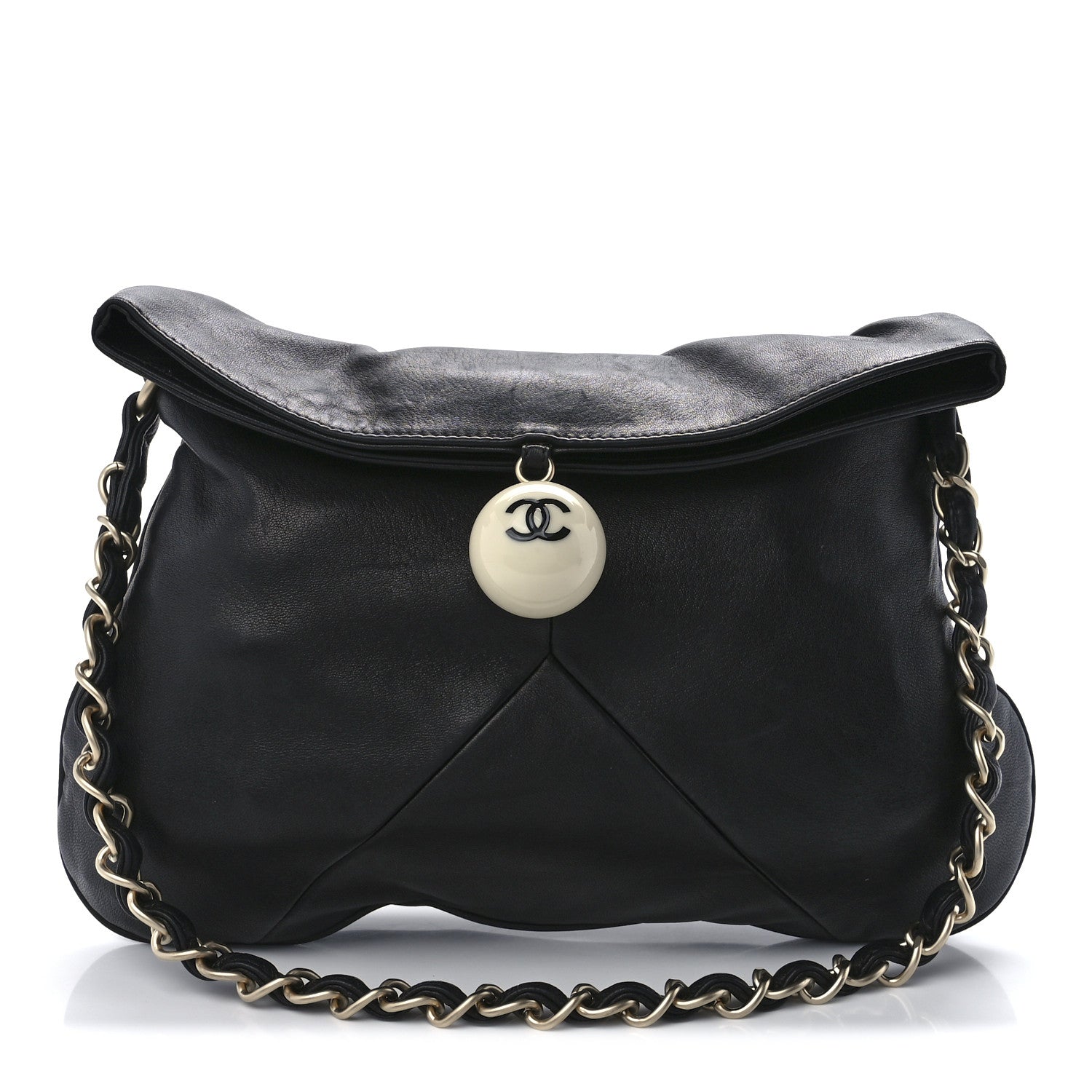 Chanel Lambskin Coco Ball Fold Over Bag Black 1 of 11