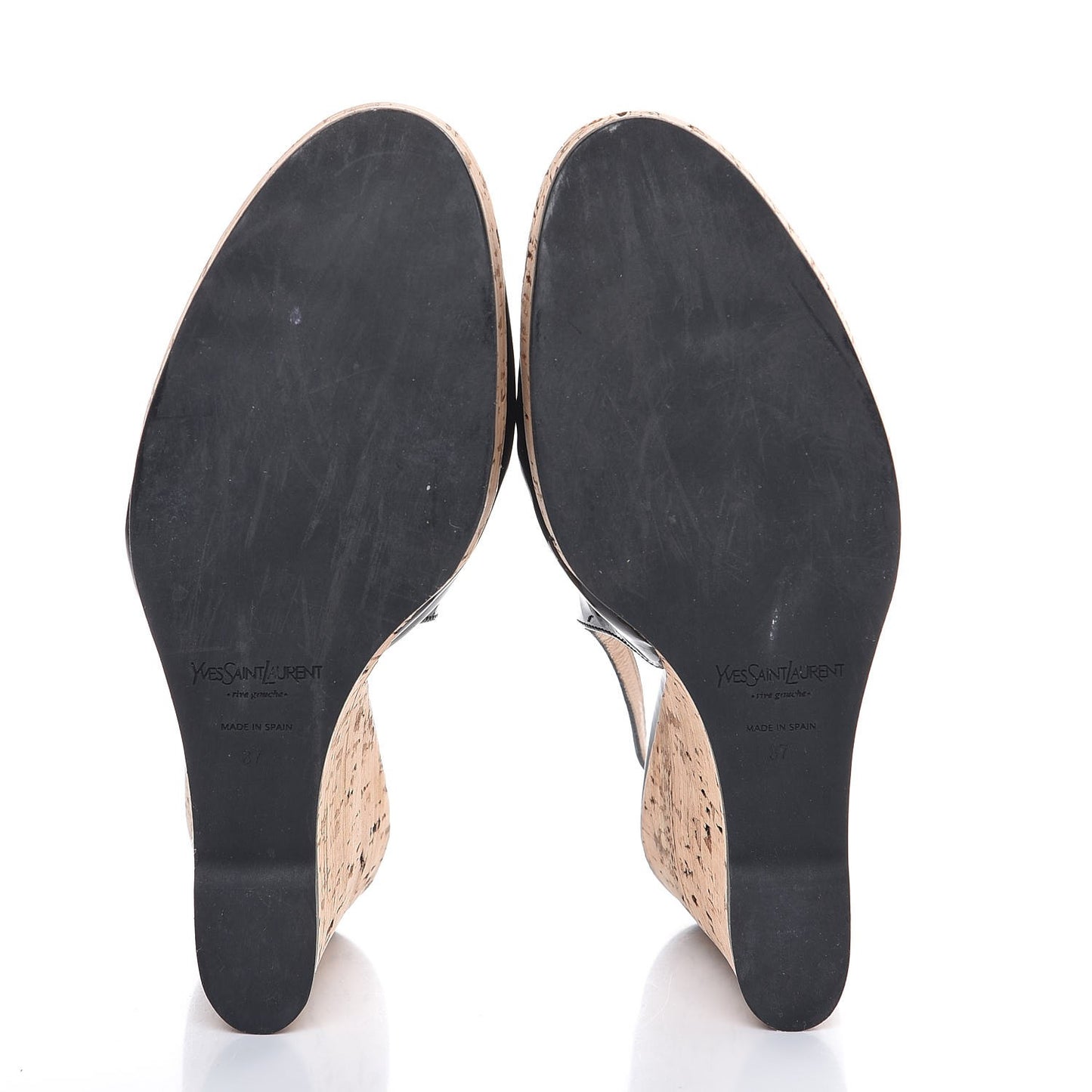 Patent Cork Lili 100 Wedge Sandals 37 Black