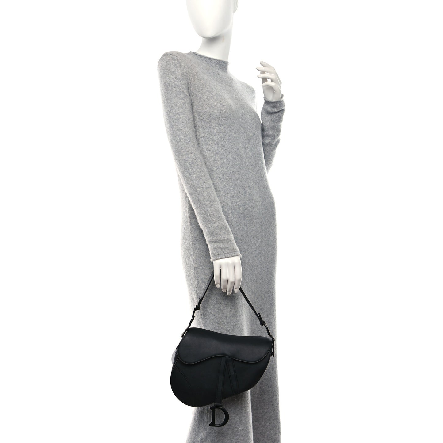 Ultra Matte Calfskin Saddle Bag With Strap Black