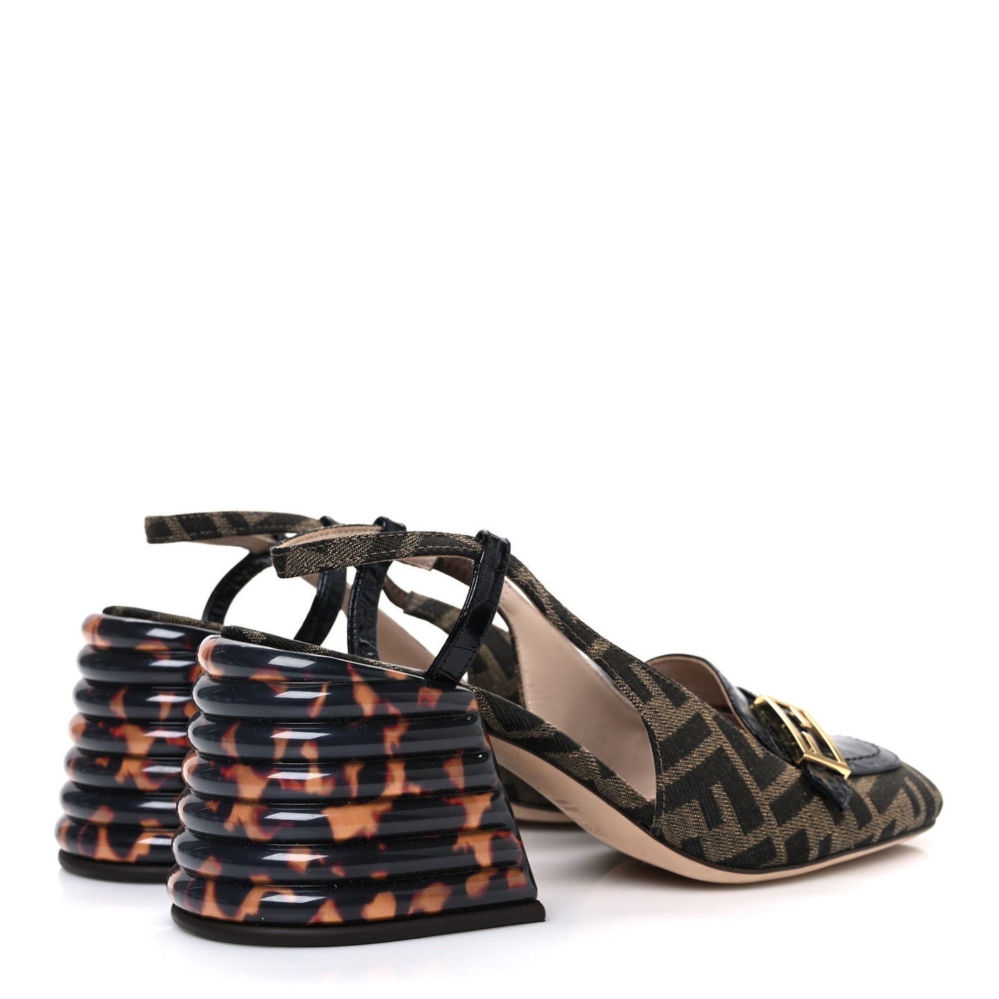 Calfskin Crocodile Embossed Promenade Slingback Loafer Pumps 37 Black