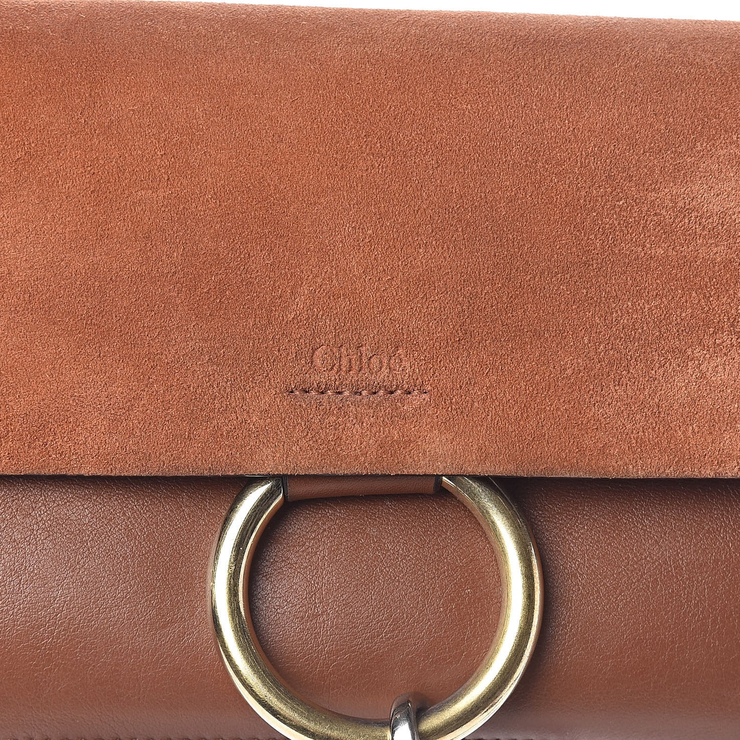 Suede Calfskin Small Faye Shoulder Bag Tobacco