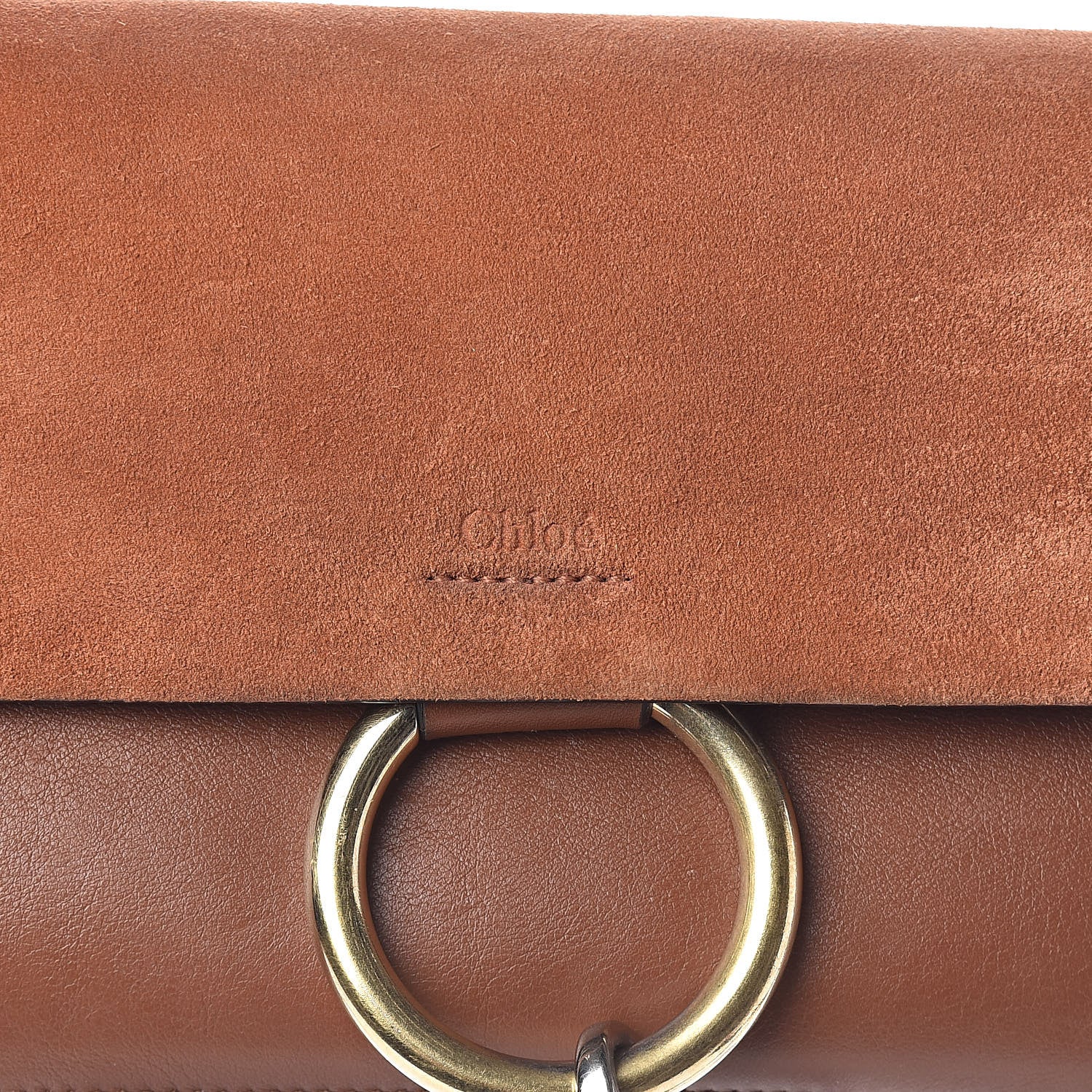Chloe Suede Calfskin Small Faye Shoulder Bag Tobacco 7 of 9