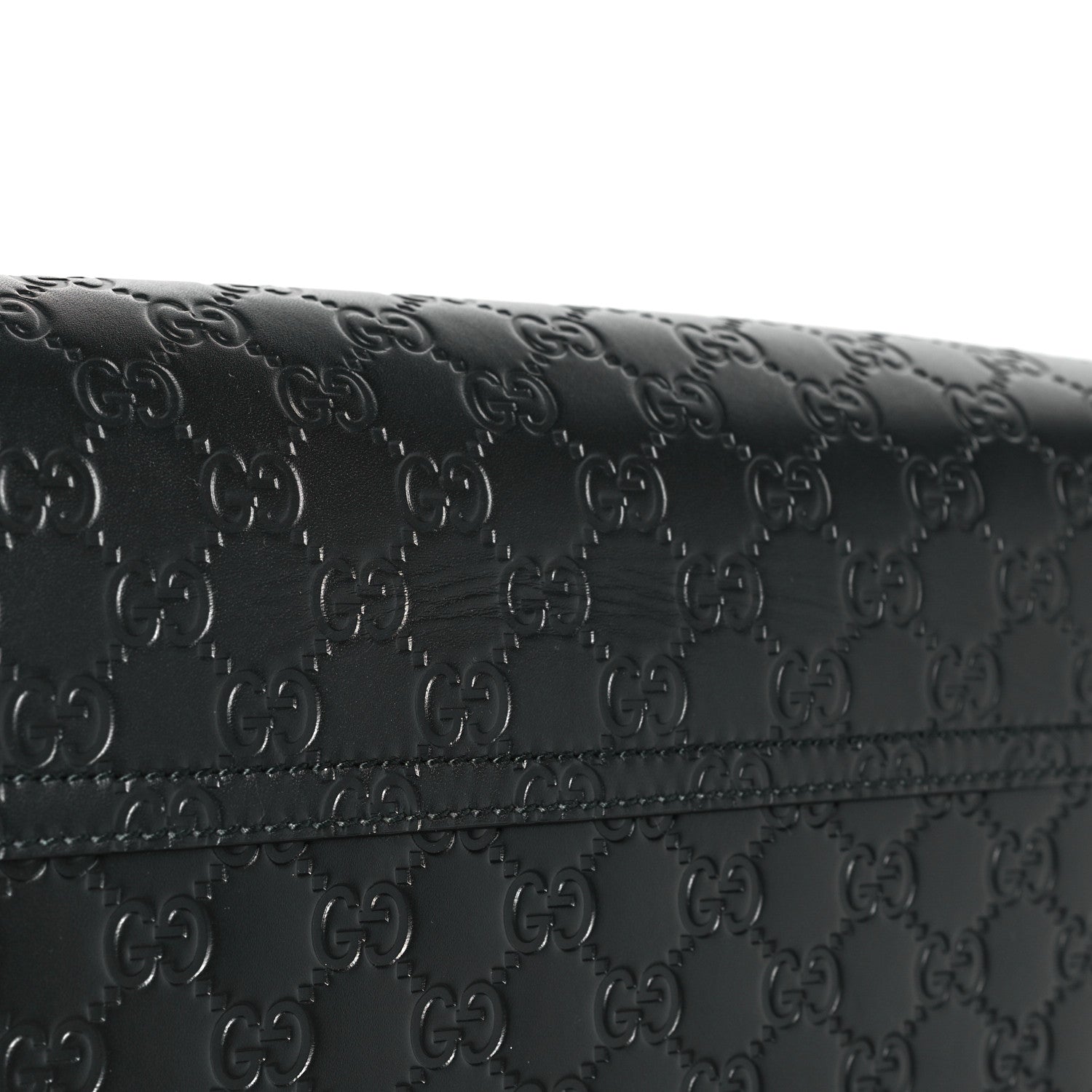 Gucci Guccissima Signature Medium Double Buckle Flap Messenger Bag Black 11 of 11