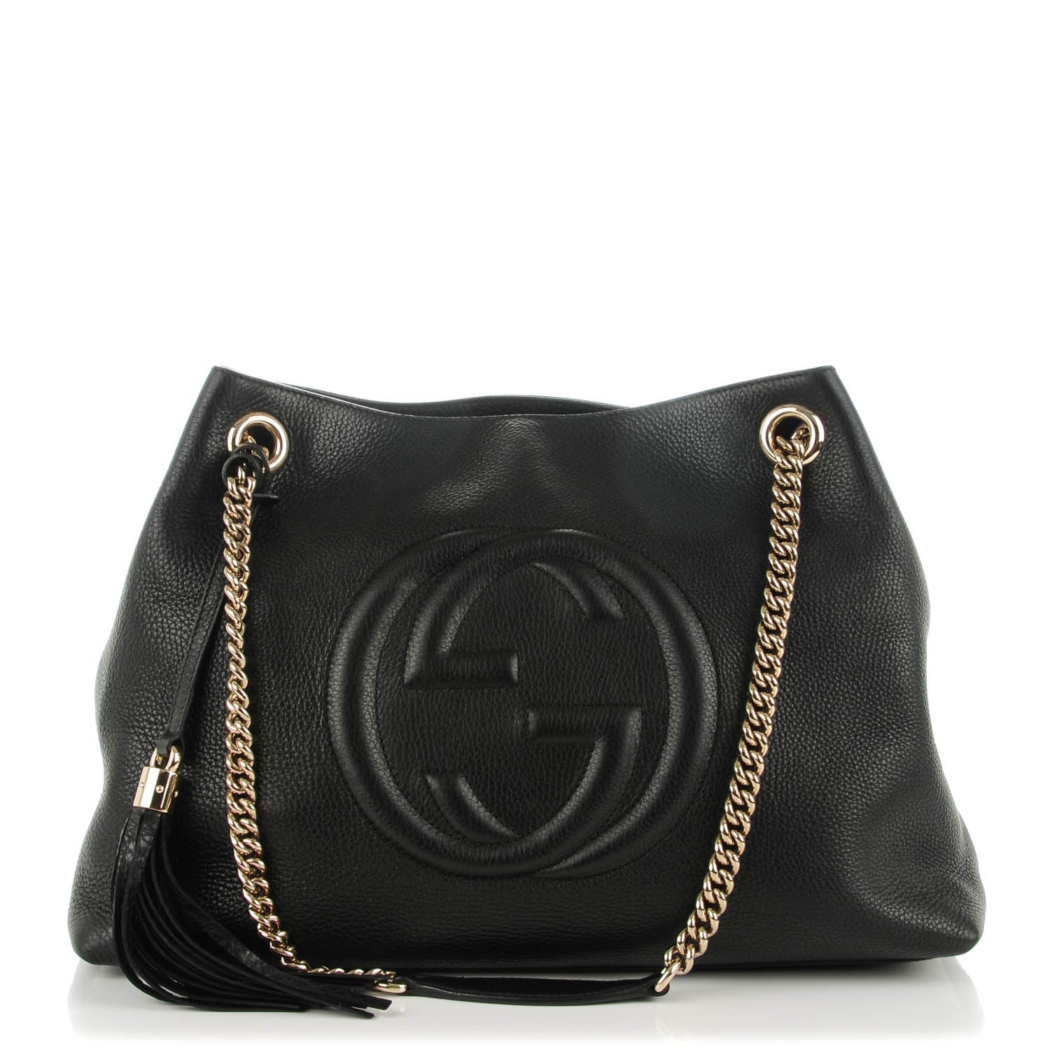 Gucci Pebbled Calfskin Medium Soho Chain Shoulder Bag Black 1 of 7