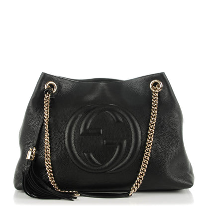 Gucci Pebbled Calfskin Medium Soho Chain Shoulder Bag Black 1 of 7