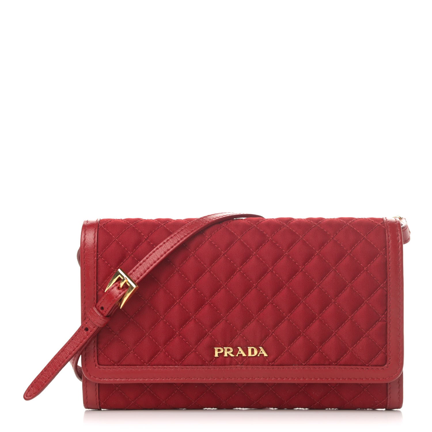 Prada Tessuto Quilted Mini Crossbody Wallet Fuoco 1 of 4