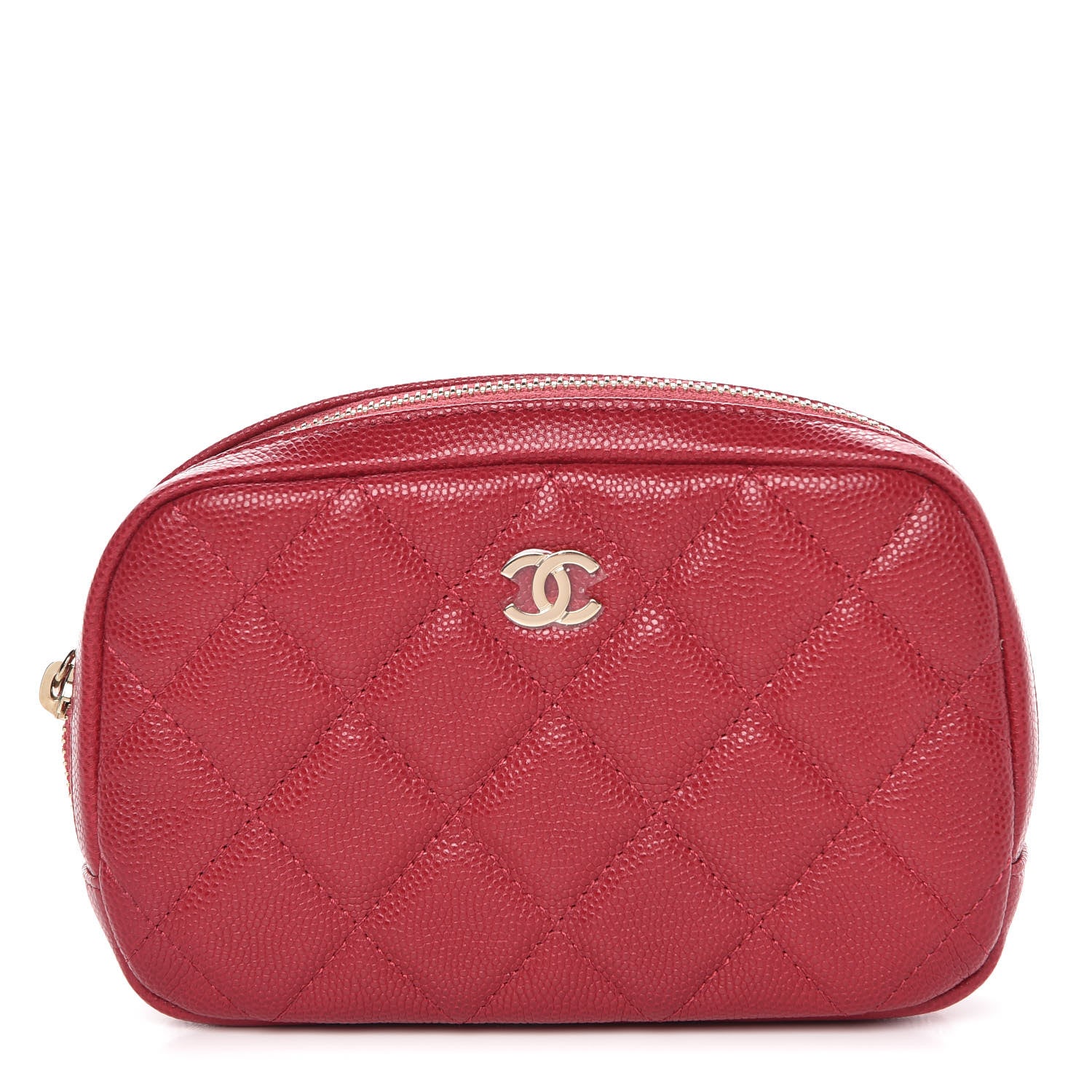 Chanel Caviar Quilted Small Curvy Pouch Cosmetic Case Dark Pink 1 of 8