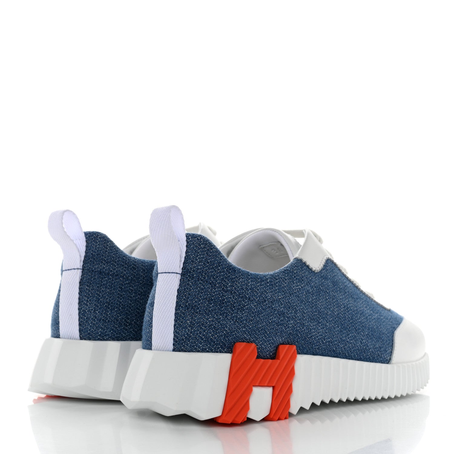 Hermes Denim Suede Goatskin Bouncing Sneakers 38 Bleu Clair White 4 of 8