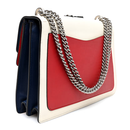 Gucci Calfskin Bee Embroidered Medium Dionysus Shoulder Bag White Blue Hibiscus Red 3 of 11