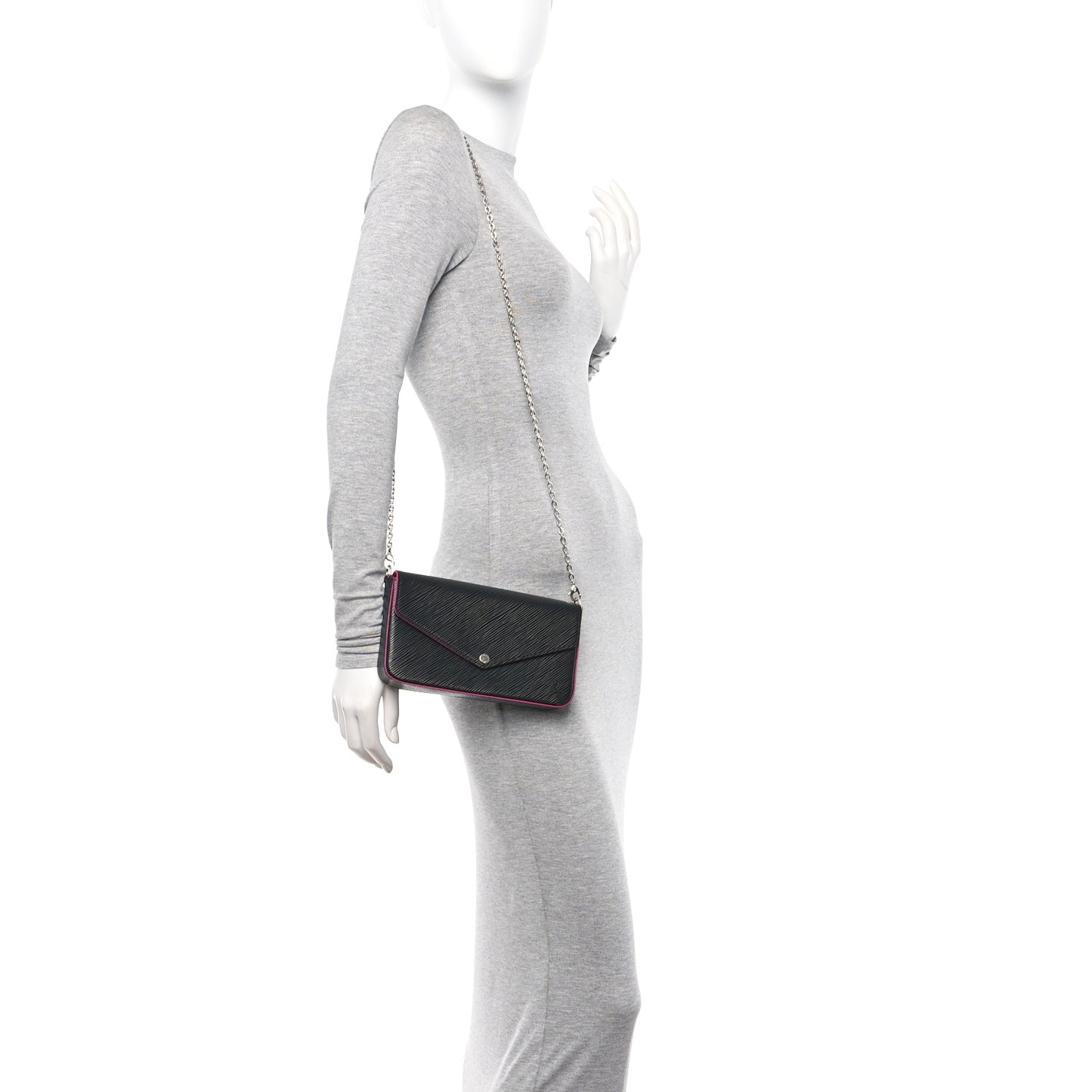 Epi Pochette Felicie Black Hot Pink