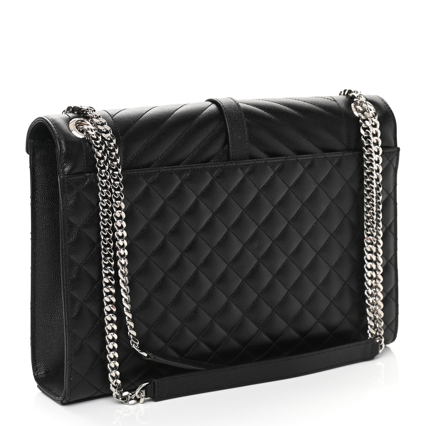 Grain De Poudre Textured Mixed Matelasse Large Triquilt Monogram Satchel Black