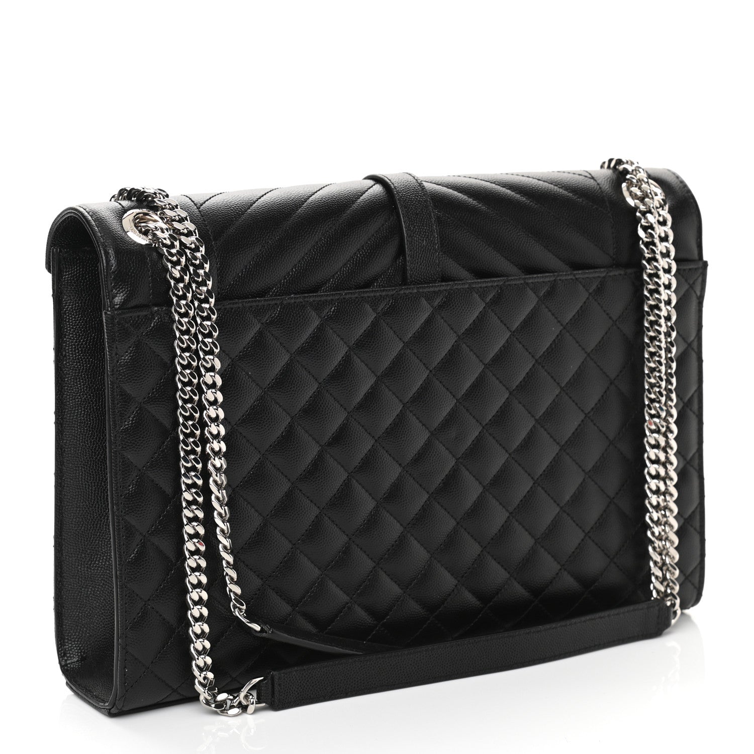Saint Laurent Grain De Poudre Textured Mixed Matelasse Large Triquilt Monogram Satchel Black 3 of 10
