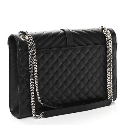Saint Laurent Grain De Poudre Textured Mixed Matelasse Large Triquilt Monogram Satchel Black 3 of 10