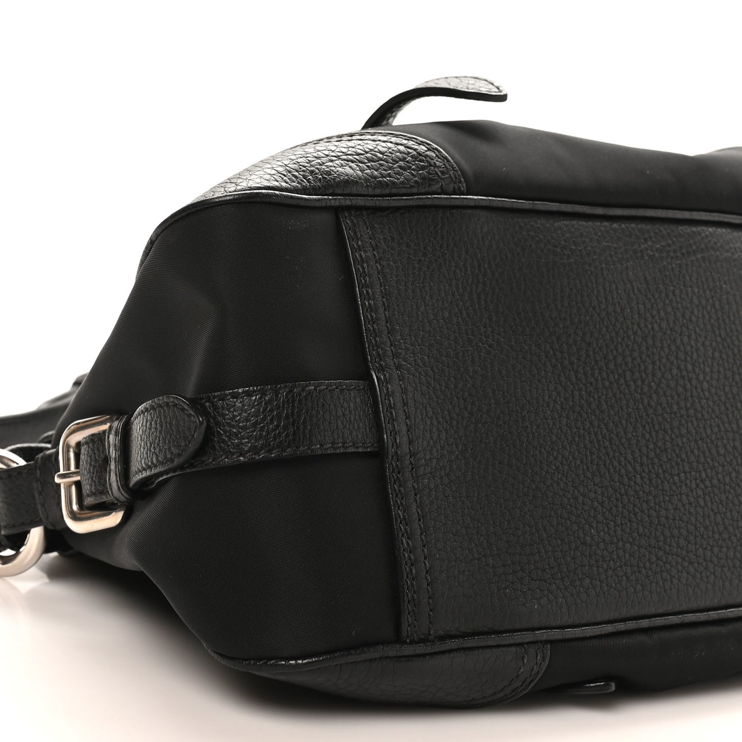 Tessuto Nylon Vitello Daino Shopping Satchel Black