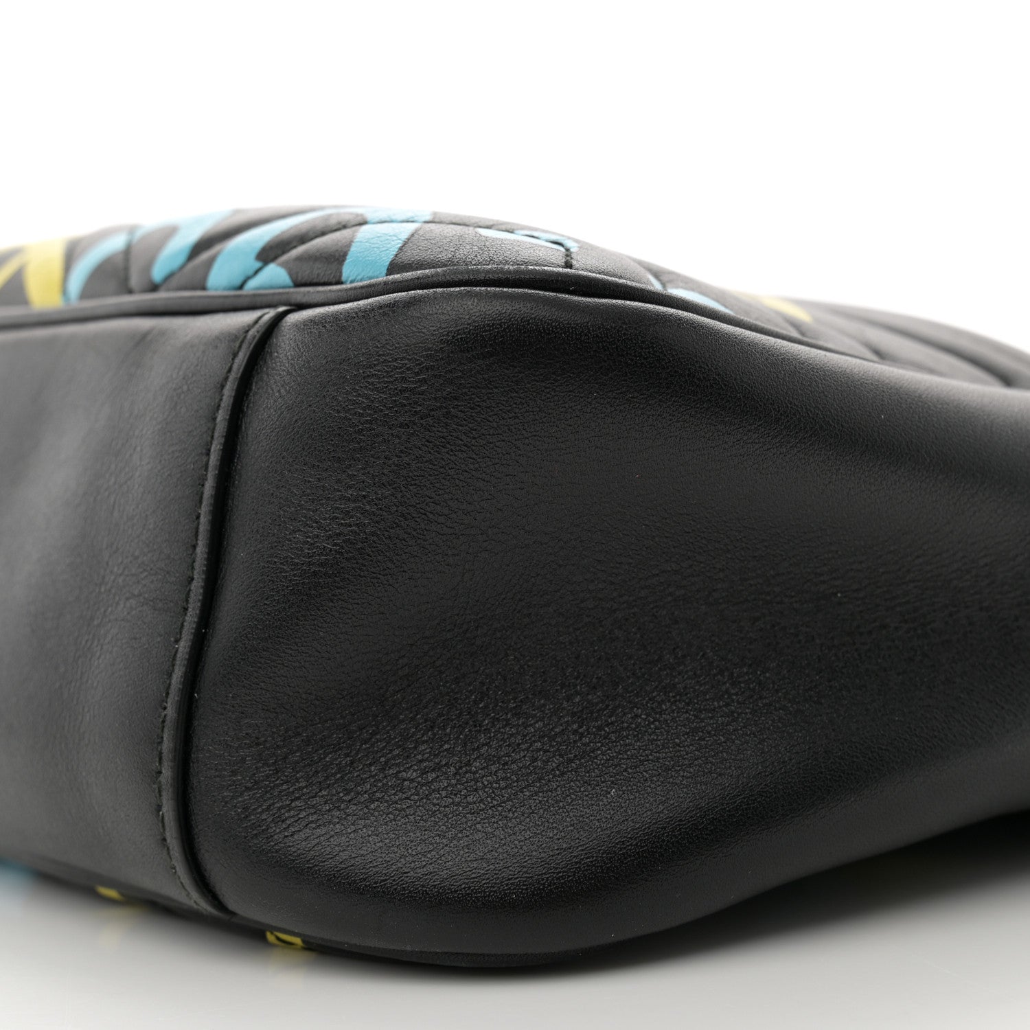 Gucci Calfskin Matelasse GucciGhost Medium GG Marmont Chain Shoulder Bag Black New Acquamarine 11 of 11