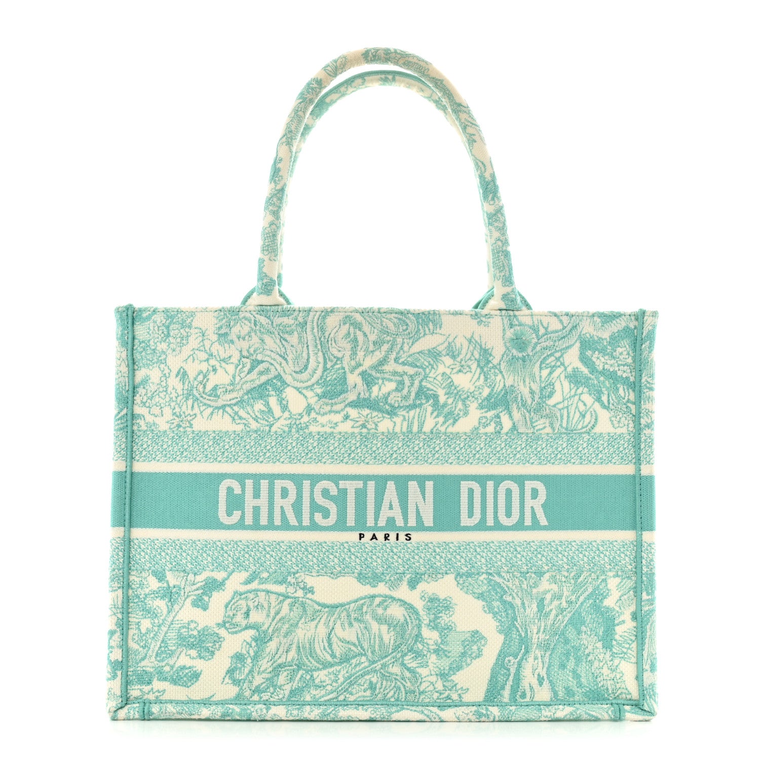 Christian Dior Canvas Embroidered Medium Dioriviera Toile De Jouy Book Tote Aquamarina 1 of 13
