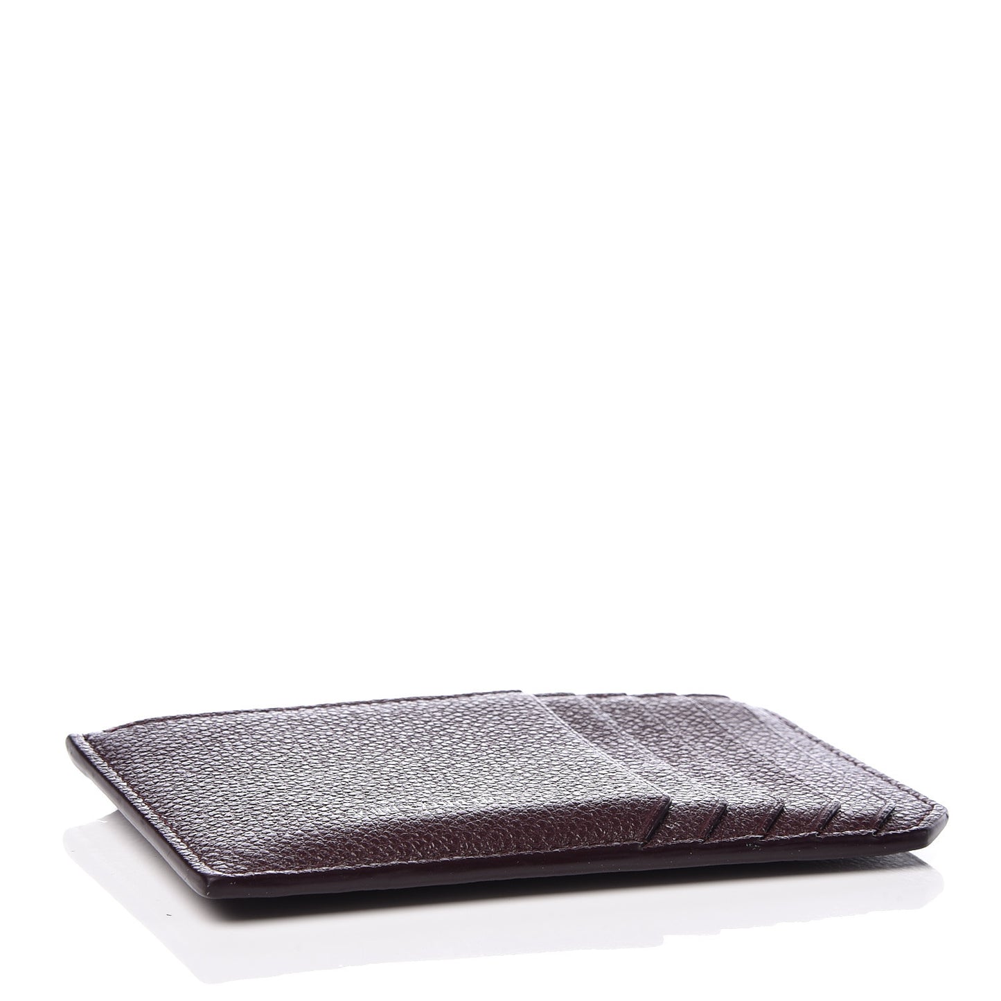 Grained Calfskin 5 Fragments Zip Pouch Card Holder Bordeaux