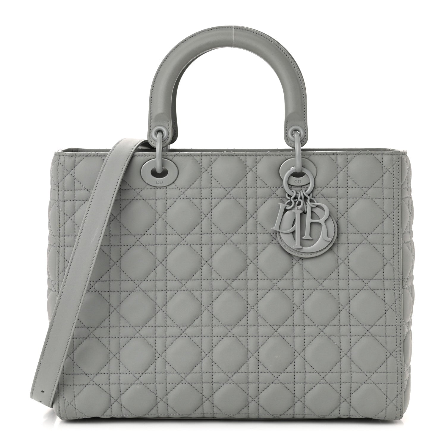 Christian Dior Ultra Matte Calfskin Cannage Large Lady Dior Grey Stone 1 of 11