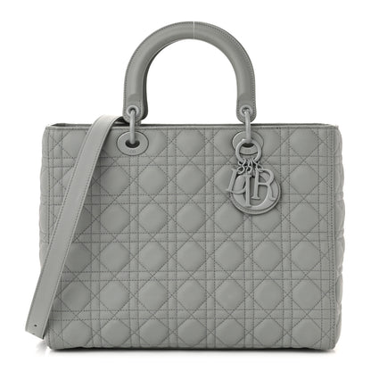 Christian Dior Ultra Matte Calfskin Cannage Large Lady Dior Grey Stone 1 of 11