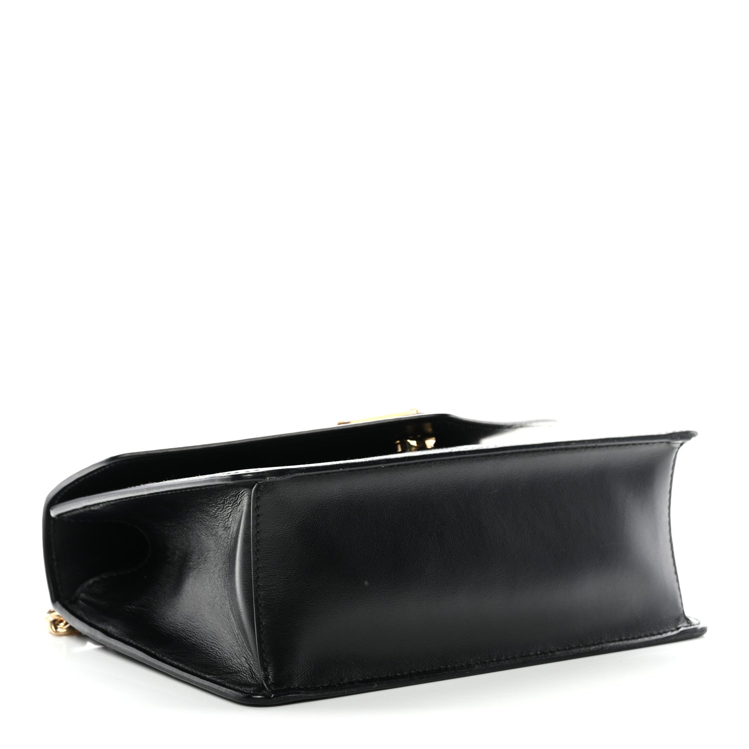 Prada Saffiano Soft Calfskin Metal Triangle Logo Envelope Chain Shoulder Bag Black 4 of 11